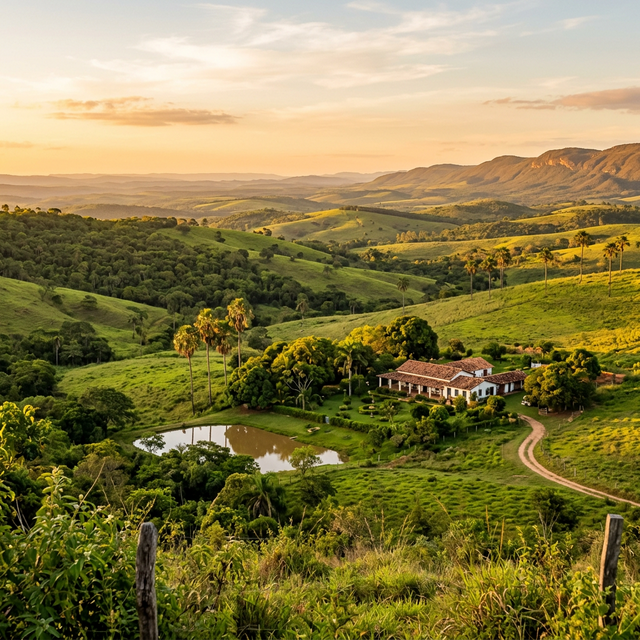 Paisagem rural baiana ao entardecer